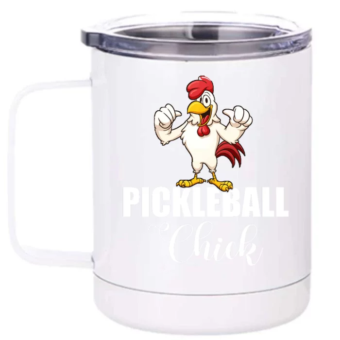 Womens Pickleball Gift Pickle Ball Chick Player Front & Back 12oz Stainless Steel Tumbler Cup