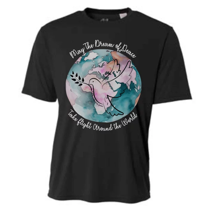 World Peace Gift Peace And Love Dove May Peace Take Flight Cooling Performance Crew T-Shirt