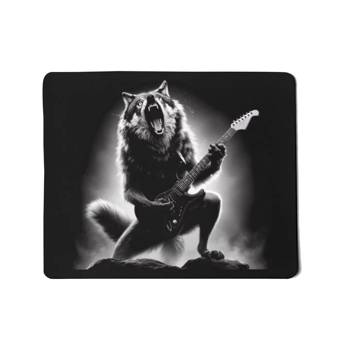 Wolf Playing Guitar Rock And Roll Rock Star Mousepad