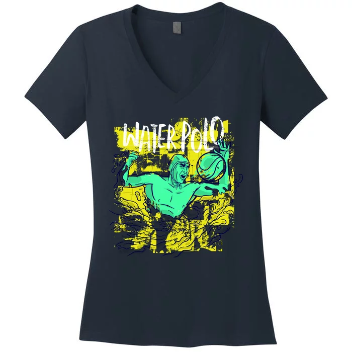 Water Polo Grunge Women's V-Neck T-Shirt