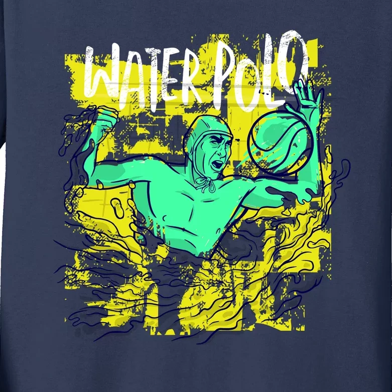 Water Polo Grunge Kids Long Sleeve Shirt