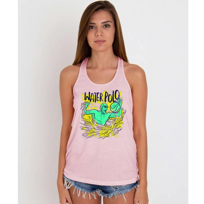 Water Polo Grunge Women's Knotted Racerback Tank