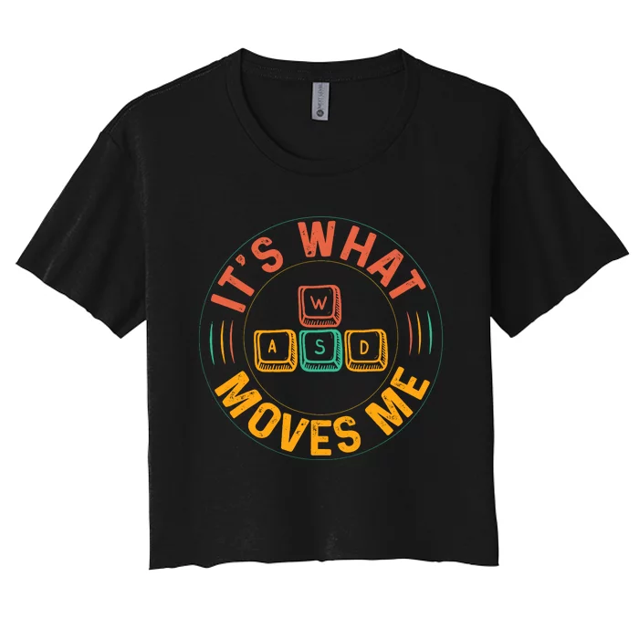 Wasd Pc Gamer Gifts Video Gaming Boy Vintage Gift Wo Women's Crop Top Tee