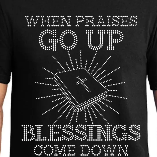 When Praises Go Up Blessings Come Down Bling Rhinestone God Pajama Set