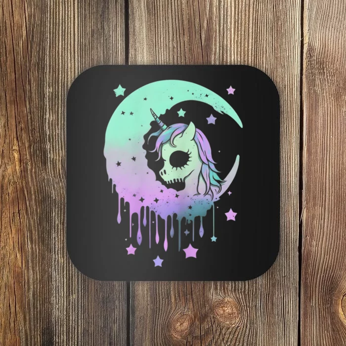 Womens Pastel Goth Unicorn Moon Stars Creepy Cute Kawaii Evil Horse Coaster