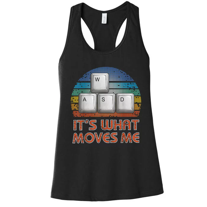 WASD PC Gamer Gifts Video Gaming Boy Men Vintage Gift Women's Racerback Tank