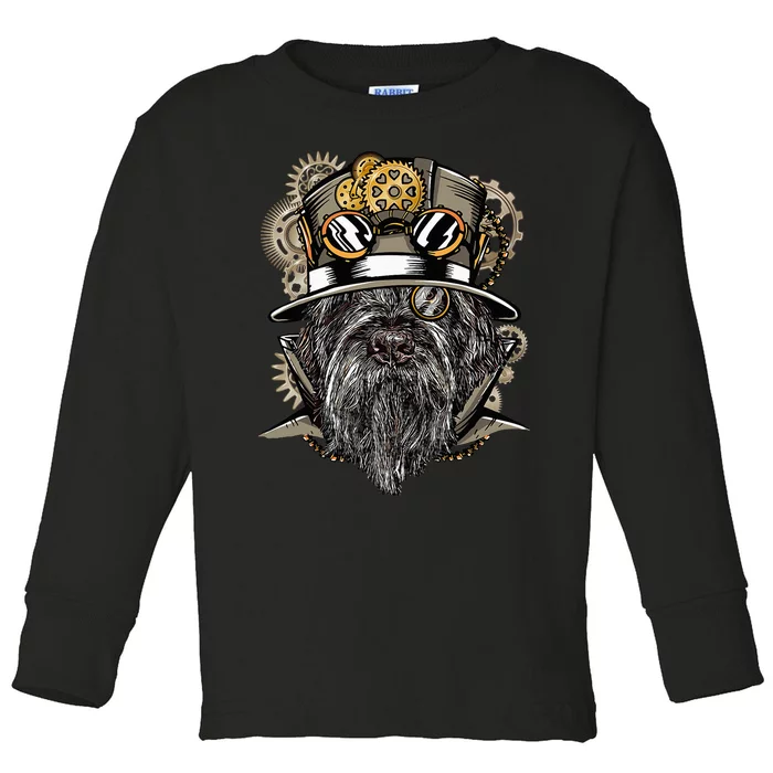 Wirehaired Pointing Griffon Dog Steampunk Toddler Long Sleeve Shirt