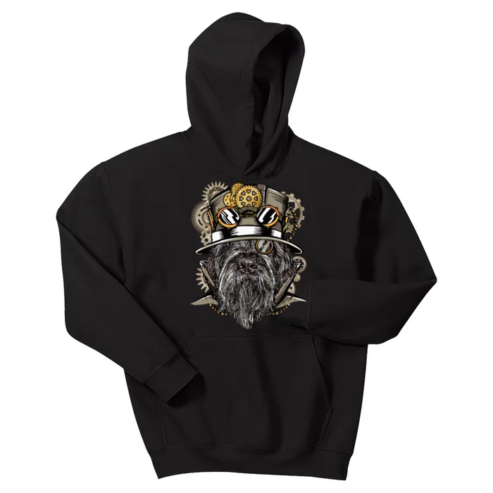 Wirehaired Pointing Griffon Dog Steampunk Kids Hoodie