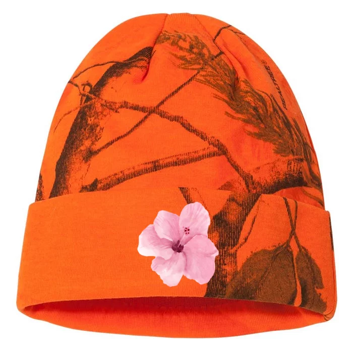 Watercolor Pink Hibiscus Mother's Day Floral Flower Design Gift Kati - 12in Camo Beanie