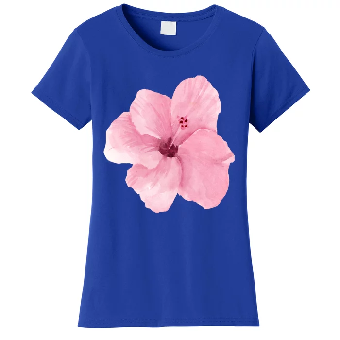 Watercolor Pink Hibiscus Mother's Day Floral Flower Design Gift Women's T-Shirt