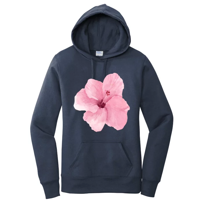 Watercolor Pink Hibiscus Mother's Day Floral Flower Design Gift Women's Pullover Hoodie