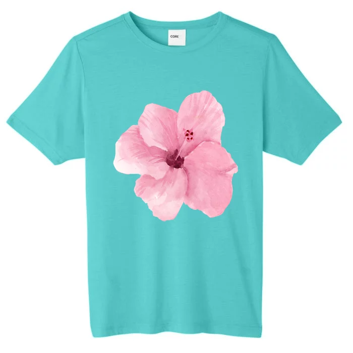 Watercolor Pink Hibiscus Mother's Day Floral Flower Design Gift ChromaSoft Performance T-Shirt