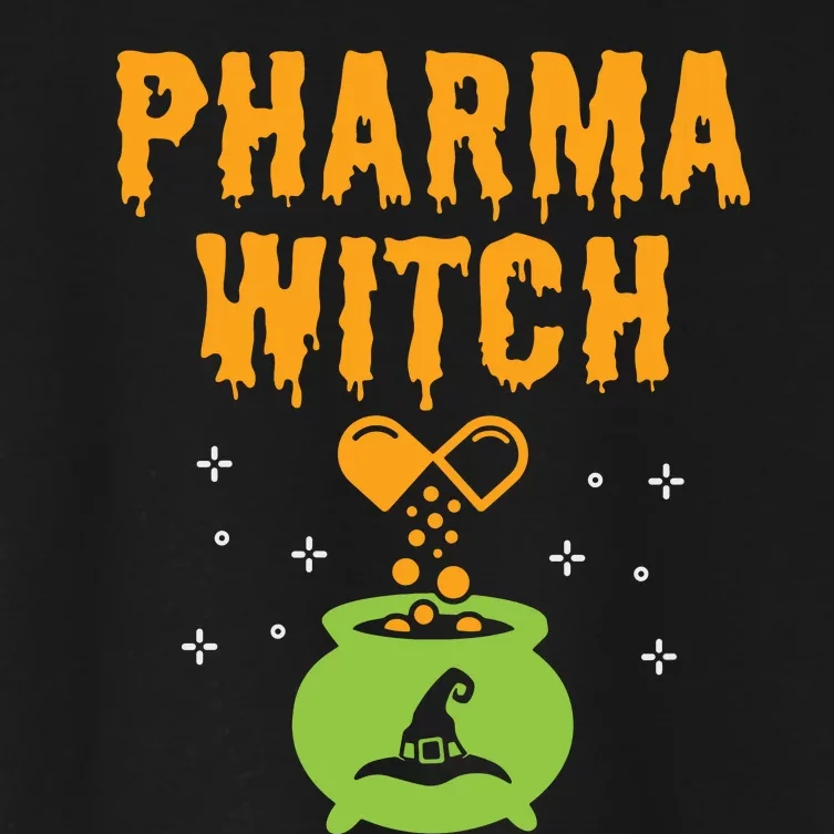 Women Pharmacist Halloween Women Pharmacy Tech Pharma Witch Vneck Women's Crop Top Tee