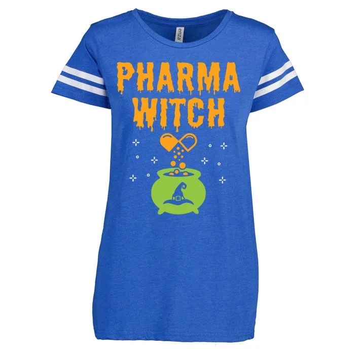 Women Pharmacist Halloween Women Pharmacy Tech Pharma Witch Vneck Enza Ladies Jersey Football T-Shirt