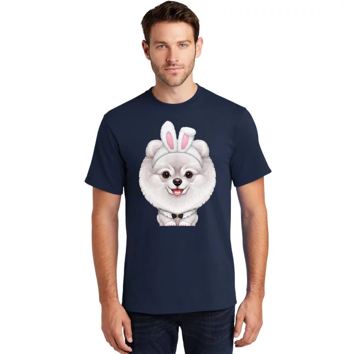 White Pomeranian In The Easter Bunny Costume Tall T-Shirt