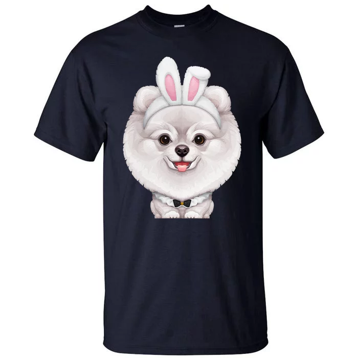 White Pomeranian In The Easter Bunny Costume Tall T-Shirt