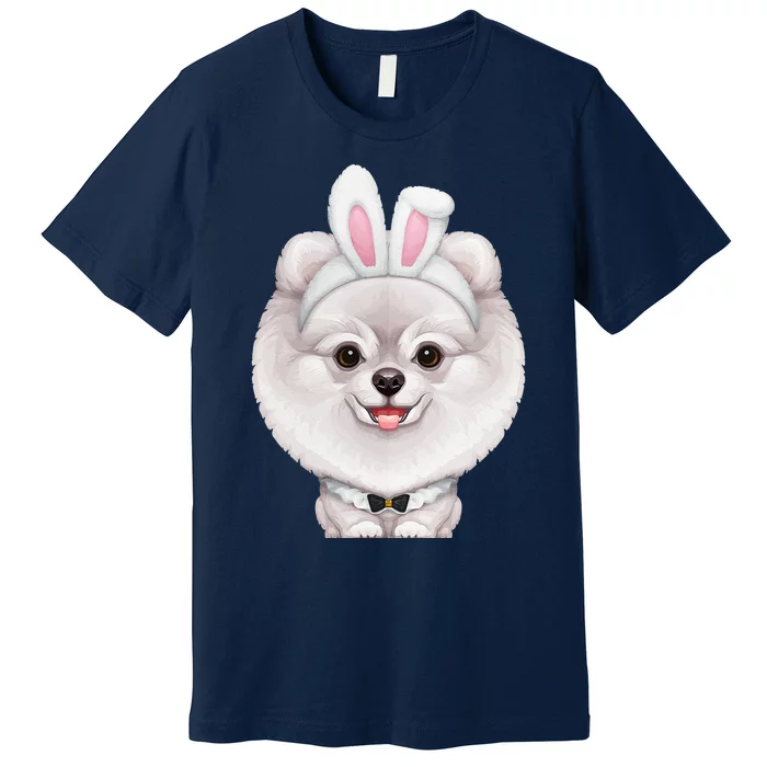 White Pomeranian In The Easter Bunny Costume Premium T-Shirt