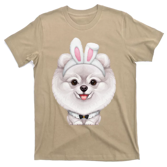 White Pomeranian In The Easter Bunny Costume T-Shirt