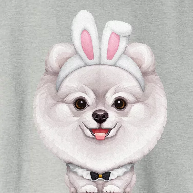 White Pomeranian In The Easter Bunny Costume Women's Crop Top Tee