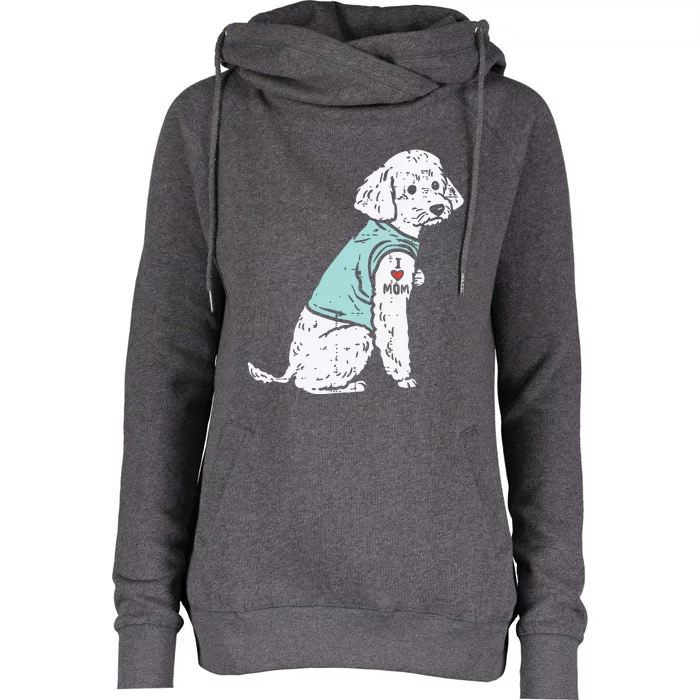 Womens Poodle I Love Mom Tattoo Cute Pet Dog Owner Lover Women Gift Womens Funnel Neck Pullover Hood