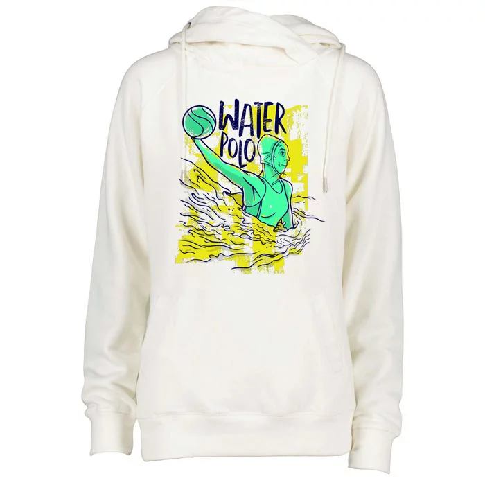 Water Polo In Action Womens Funnel Neck Pullover Hood