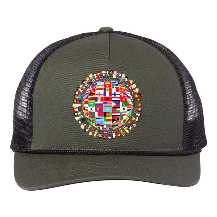 World Peace International Day Of Peace National Flags Retro Rope Trucker Hat Cap