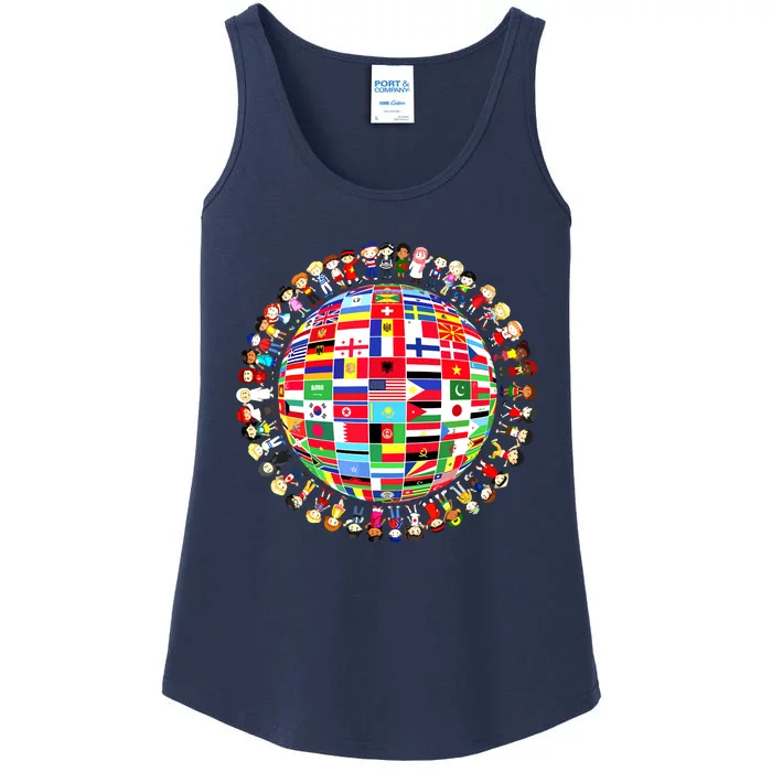 World Peace International Day Of Peace National Flags Ladies Essential Tank