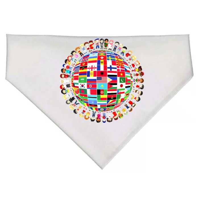 World Peace International Day Of Peace National Flags USA-Made Doggie Bandana