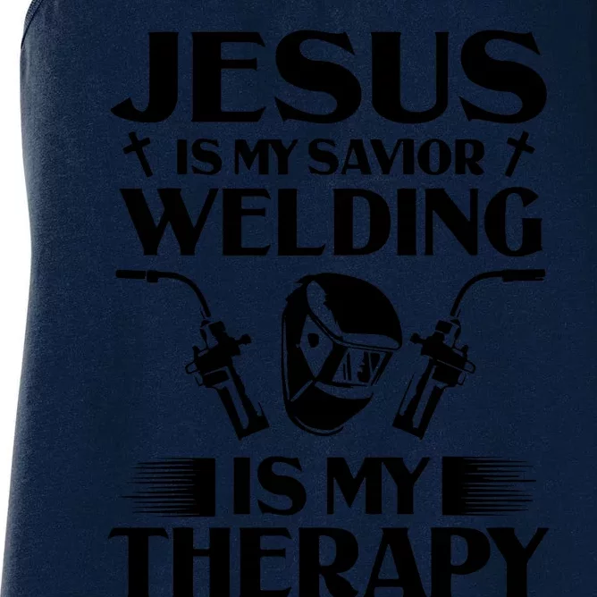 Welders Present Jesus Is My Savior Welding Instructor Women's Racerback Tank