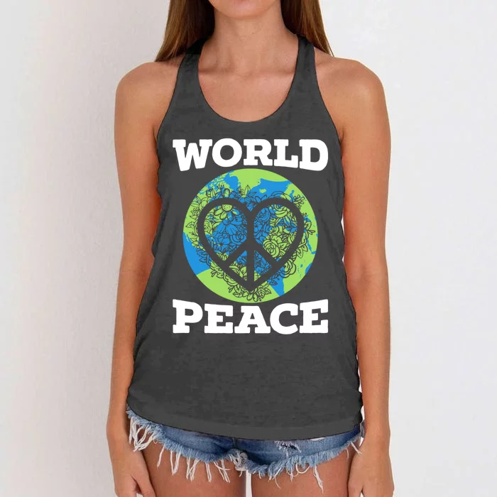 World Peace Kindness End Hate International Day Of Peace Cute Gift Women's Knotted Racerback Tank