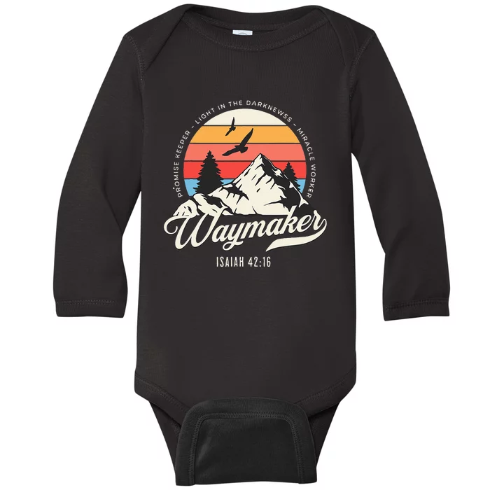 Waymaker Promise Keeper Miracle Worker Christian Bible Verse Baby Long Sleeve Bodysuit