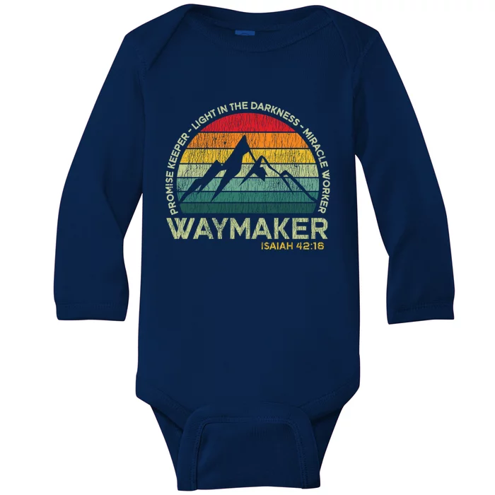 Waymaker Promise Keeper Miracle Worker Christian Vintage Baby Long Sleeve Bodysuit