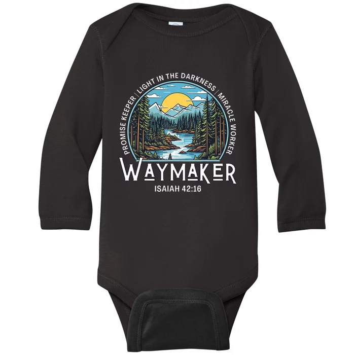 Waymaker Promise Keeper Miracle Worker Christian Bible Verse Baby Long Sleeve Bodysuit