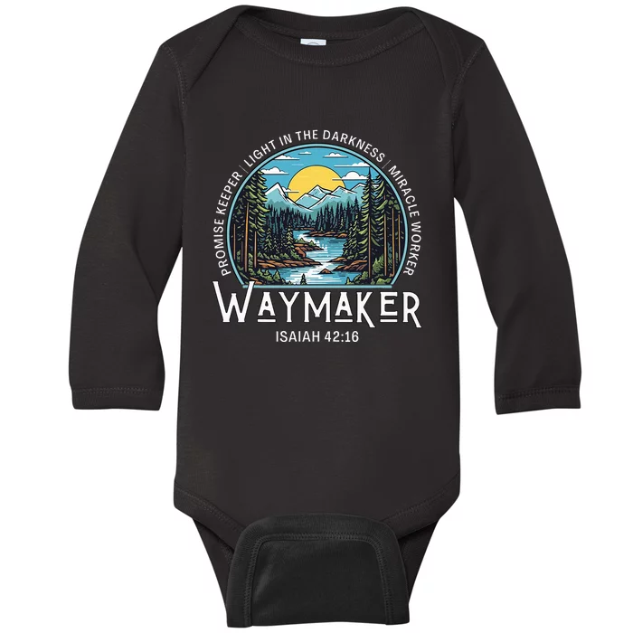 Waymaker Promise Keeper Miracle Worker Christian Baby Long Sleeve Bodysuit