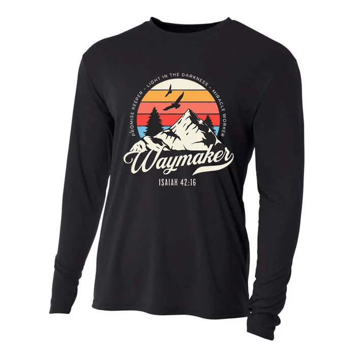 Waymaker Promise Keeper Miracle Worker Christian Bible Verse Cooling Performance Long Sleeve Crew