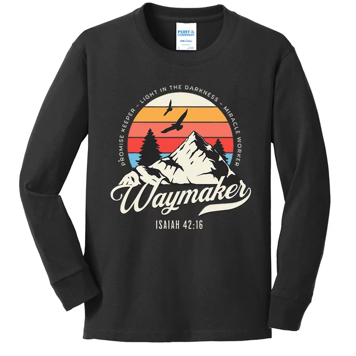 Waymaker Promise Keeper Miracle Worker Christian Bible Verse Kids Long Sleeve Shirt