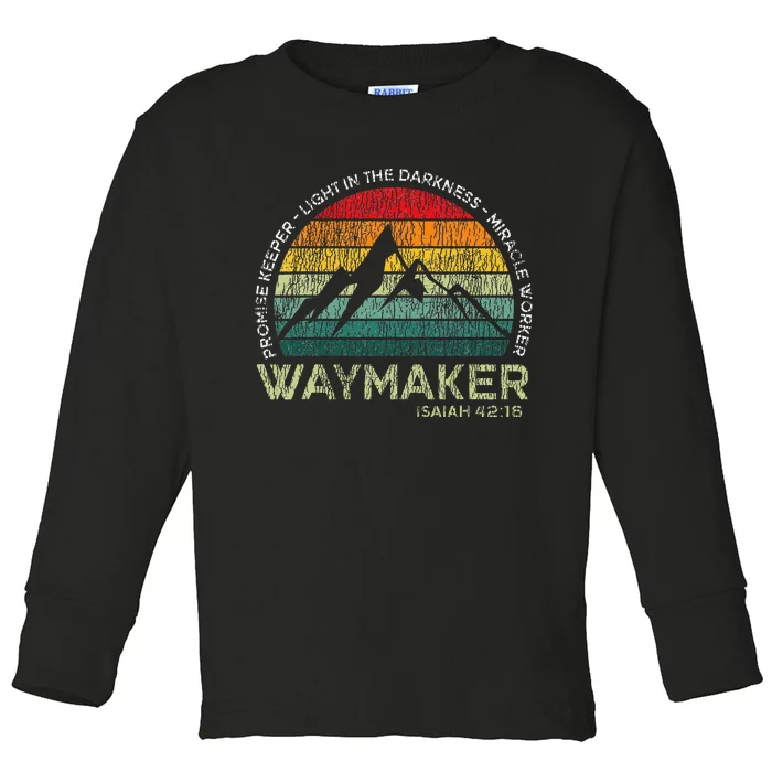 Waymaker Promise Keeper Miracle Worker Christian Toddler Long Sleeve Shirt