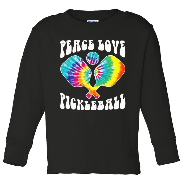 Wo Peace Love Pickleball Funny Pickleball Player Toddler Long Sleeve Shirt