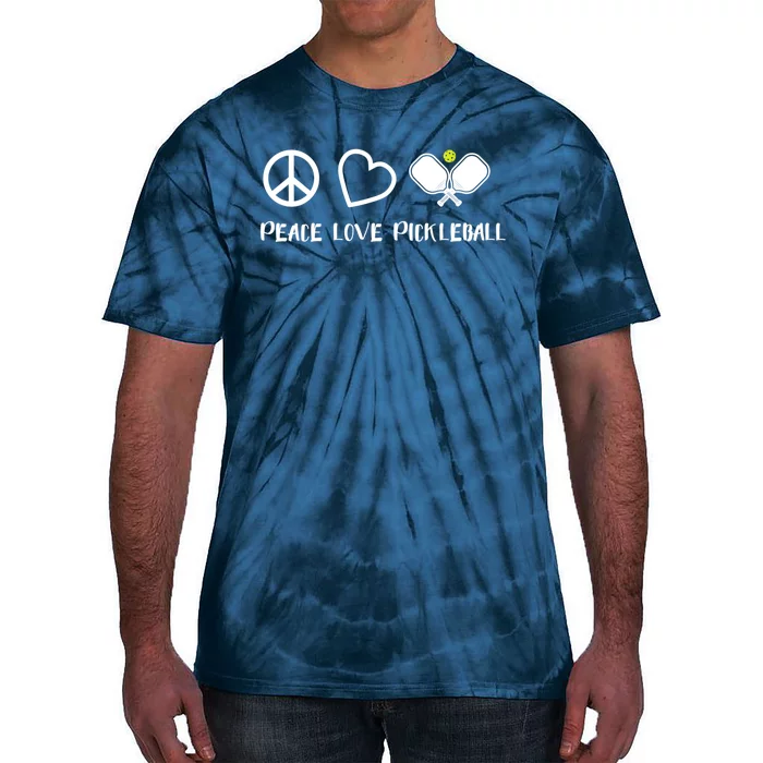 Womens Peace Love Pickleball Funny Pickleball Paddle Player Gift VNeck T Tie-Dye T-Shirt