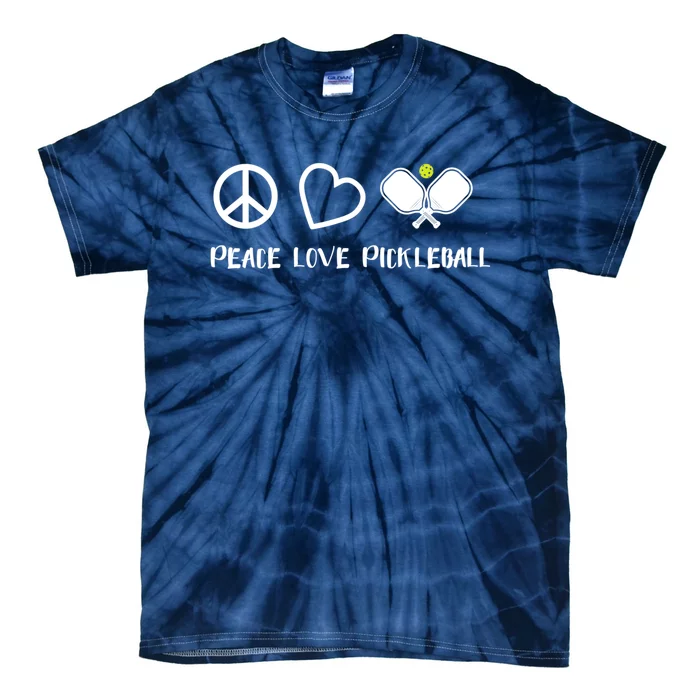 Womens Peace Love Pickleball Funny Pickleball Paddle Player Gift VNeck T Tie-Dye T-Shirt