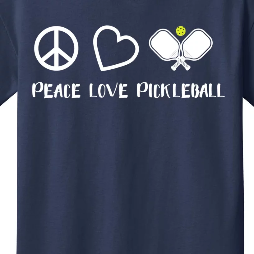 Womens Peace Love Pickleball Funny Pickleball Paddle Player Gift VNeck T Kids T-Shirt