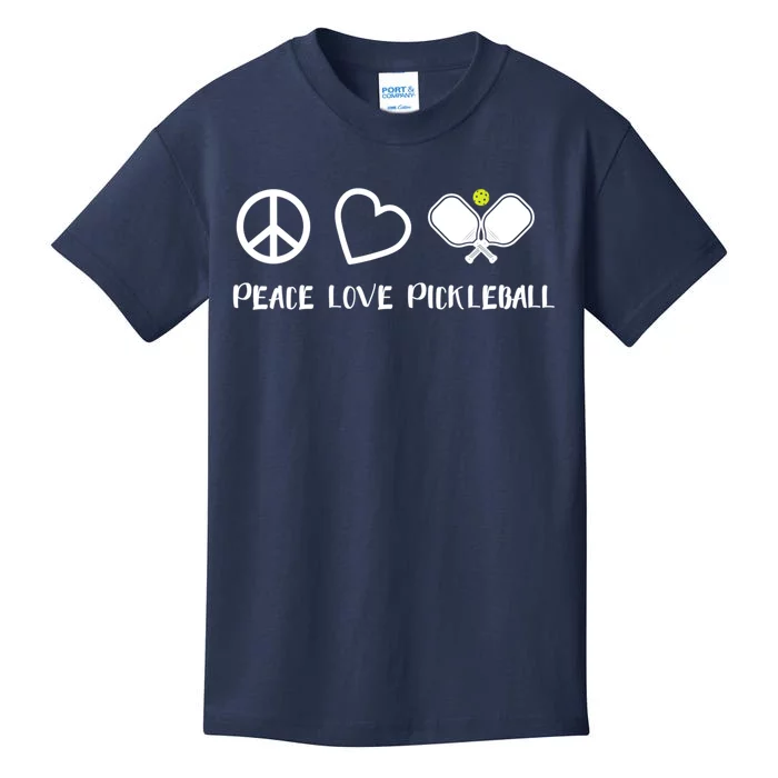 Womens Peace Love Pickleball Funny Pickleball Paddle Player Gift VNeck T Kids T-Shirt