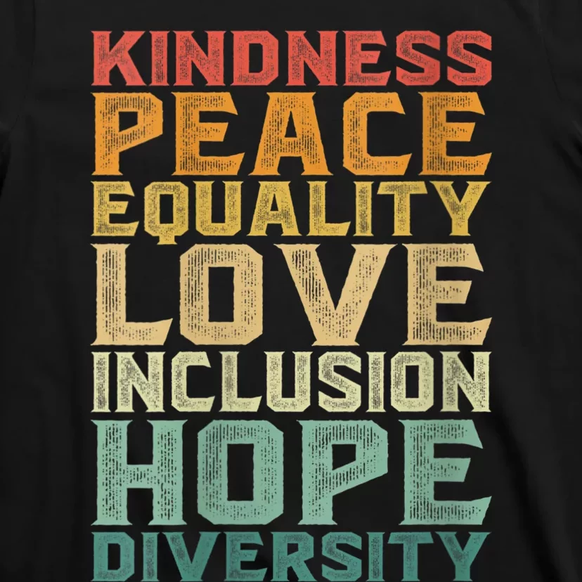 Womens Peace Love Diversity Inclusion Equality Black History Month T-Shirt