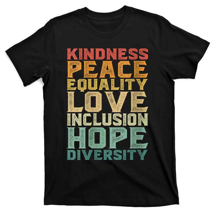 Womens Peace Love Diversity Inclusion Equality Black History Month T-Shirt