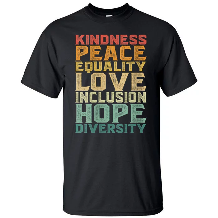 Womens Peace Love Diversity Inclusion Equality Black History Month Tall T-Shirt