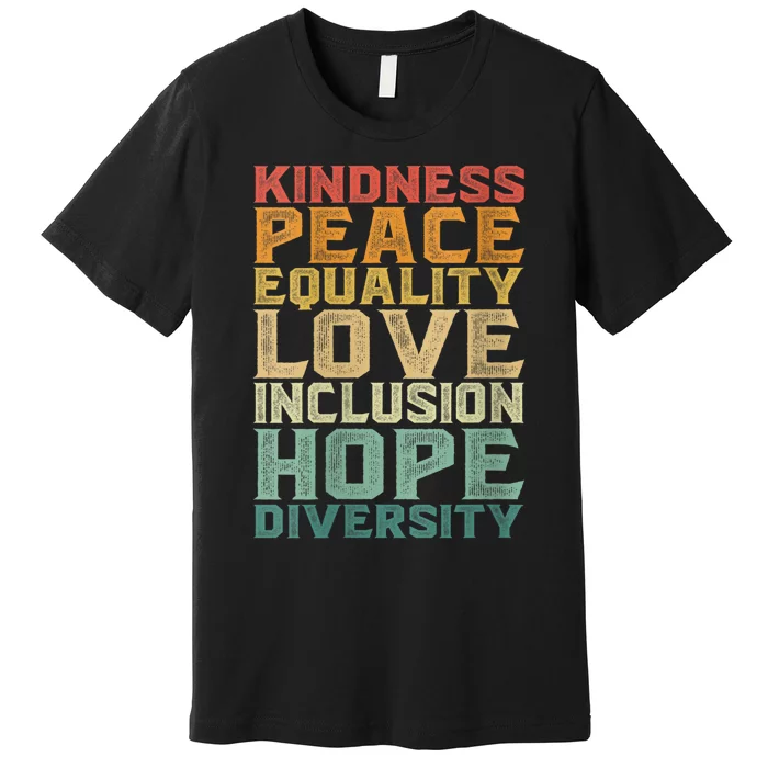 Womens Peace Love Diversity Inclusion Equality Black History Month Premium T-Shirt