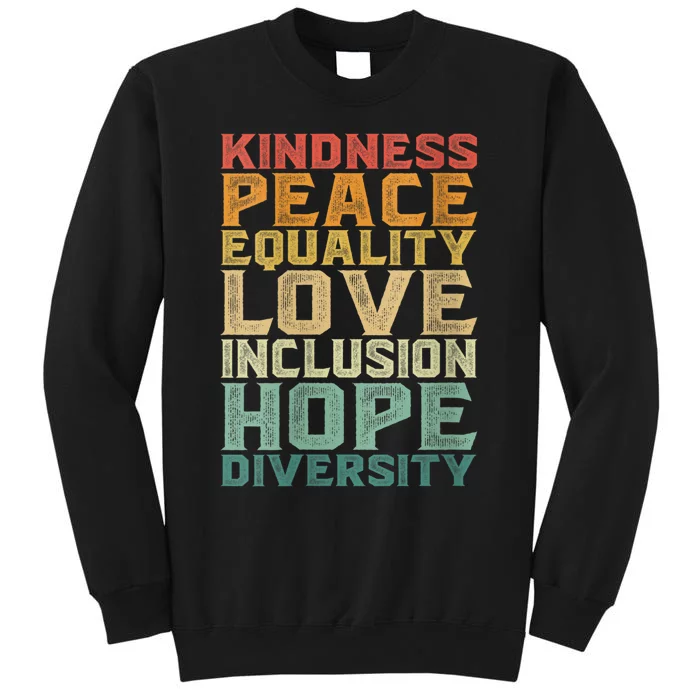 Womens Peace Love Diversity Inclusion Equality Black History Month Tall Sweatshirt