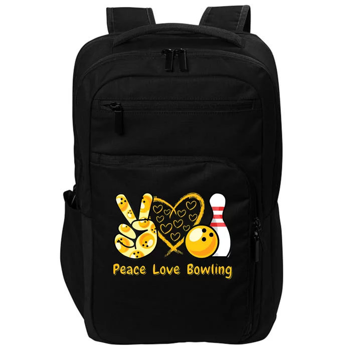 Women Peace Love Bowling Cool Men And Women Bowling Impact Tech Backpack