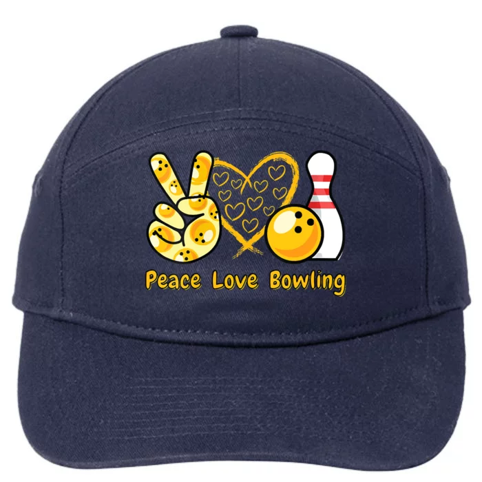 Women Peace Love Bowling Cool Men And Women Bowling 7-Panel Snapback Hat