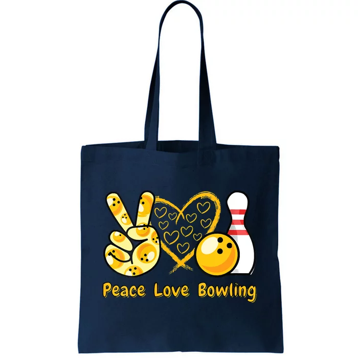 Women Peace Love Bowling Cool Men And Women Bowling Tote Bag